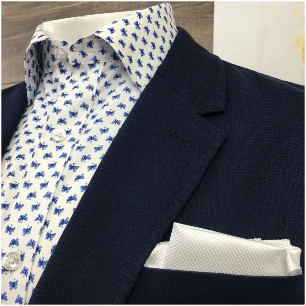 HUSH PUPPIES‎ Mens Blazer Sport Coat Casual Jacket Size 42R Blue Cotton Suit